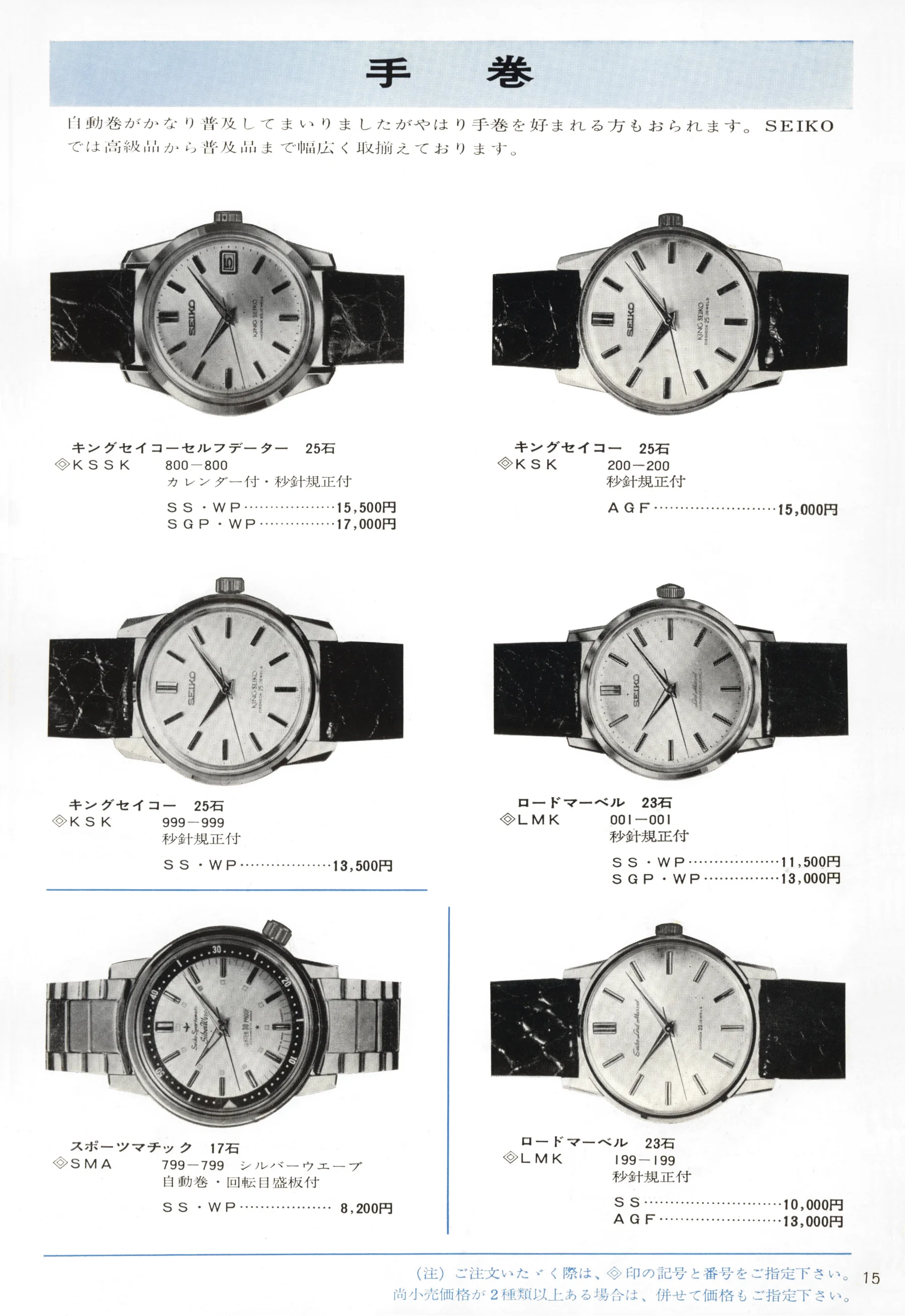 Seiko 1966, Scan page 15. Use the selection controls to identify a watch.