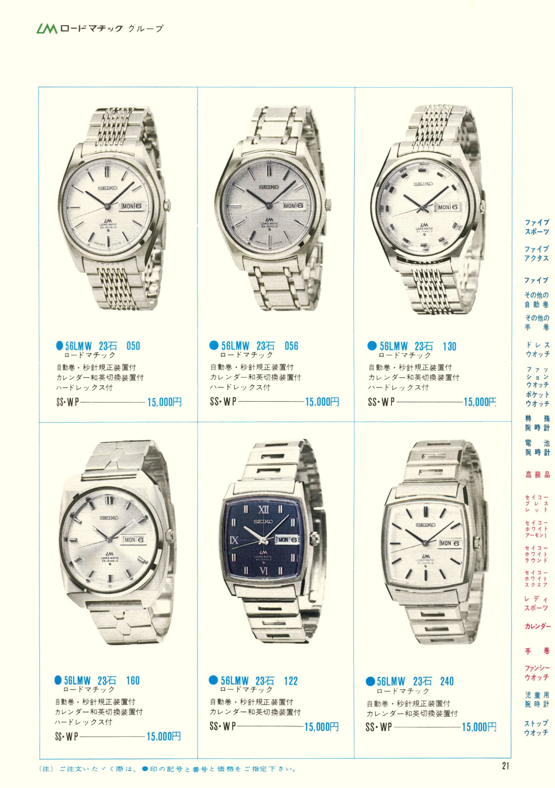 Seiko 1970, Scan page 23. Use the selection controls to identify a watch.