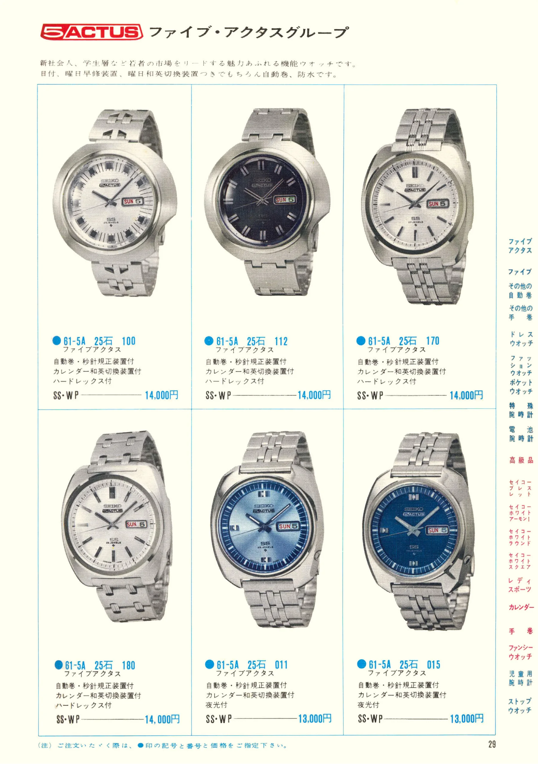 Seiko 1970, Scan page 31. Use the selection controls to identify a watch.