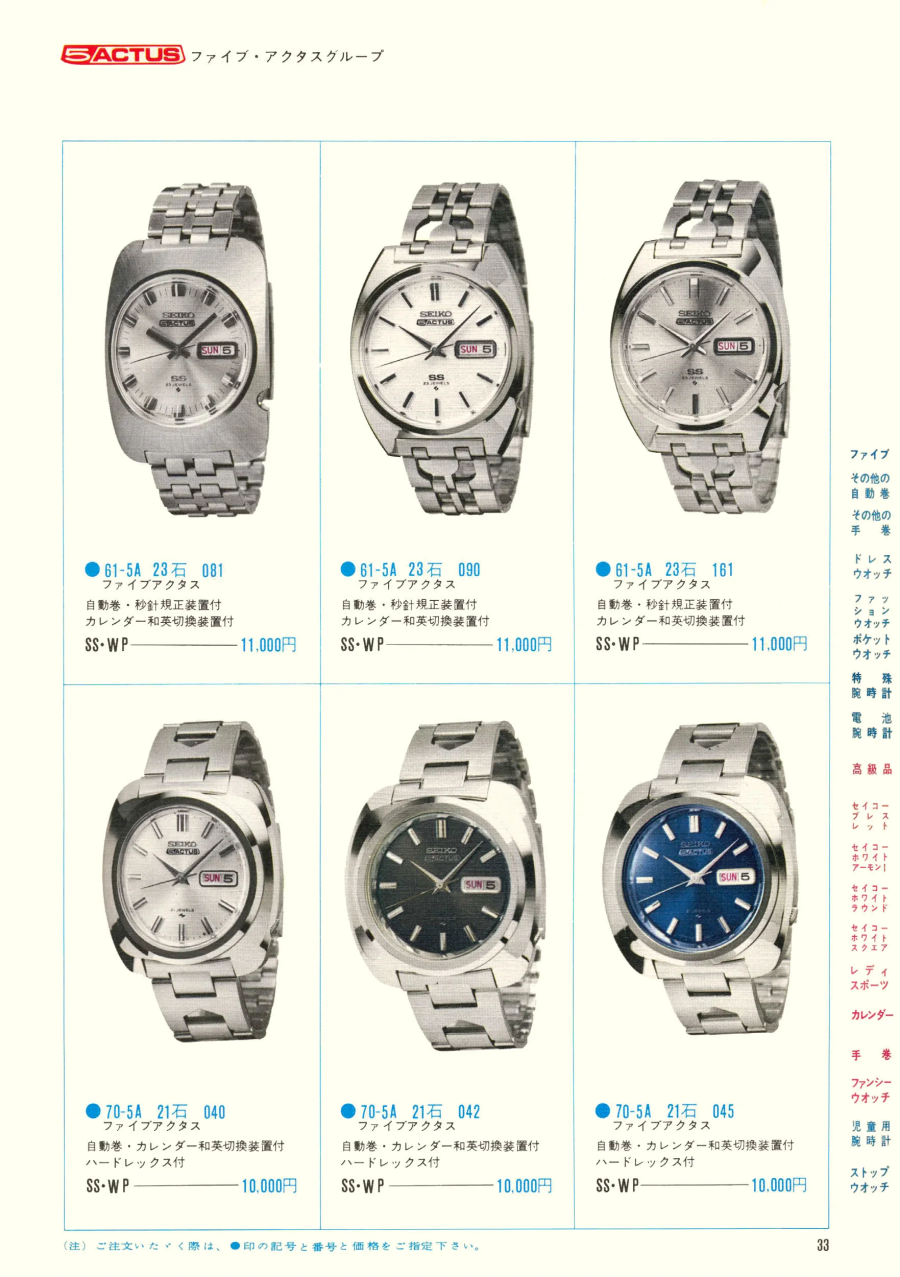 Seiko 1970, Scan page 35. Use the selection controls to identify a watch.