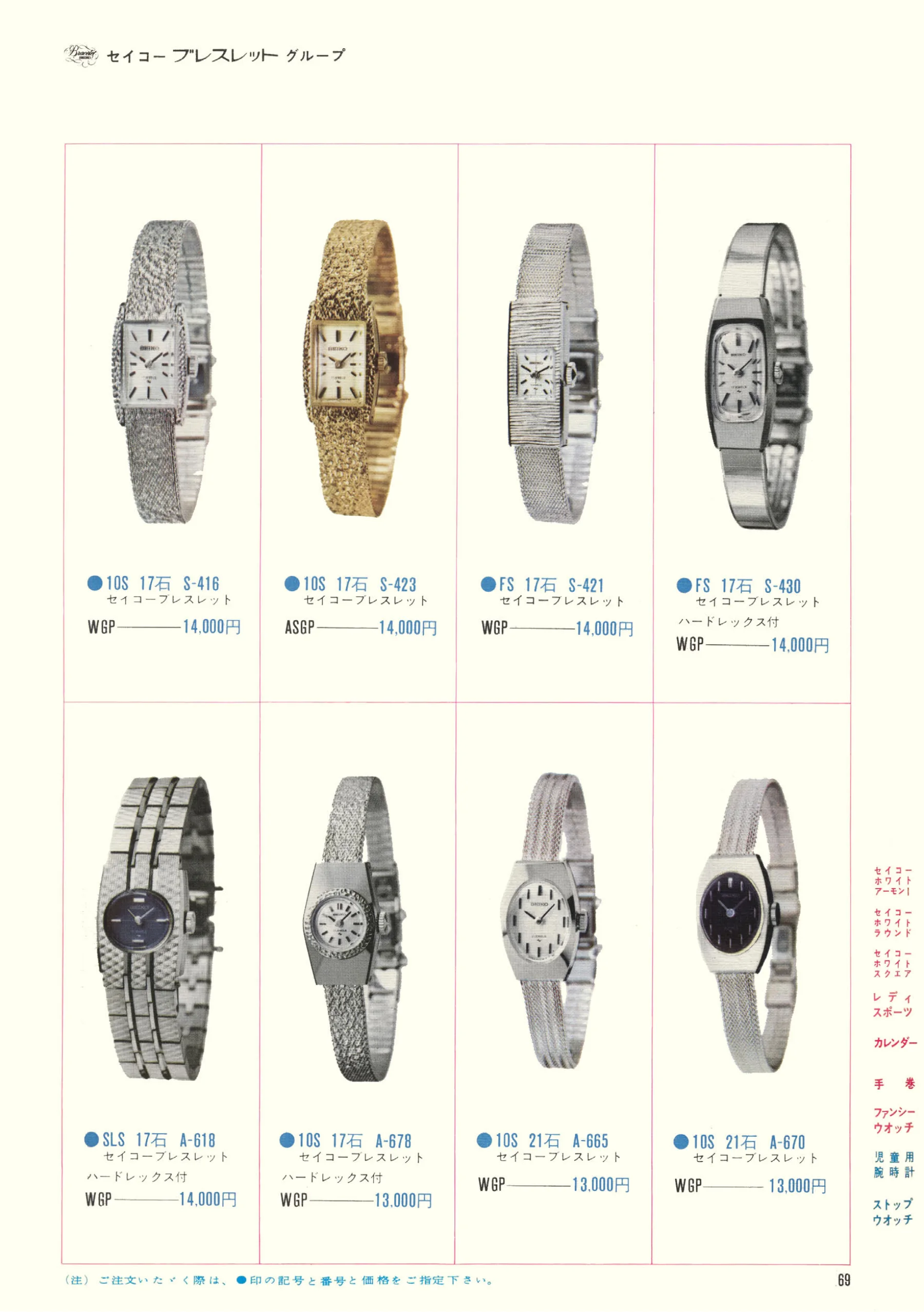 Seiko 1970, Scan page 71. Use the selection controls to identify a watch.